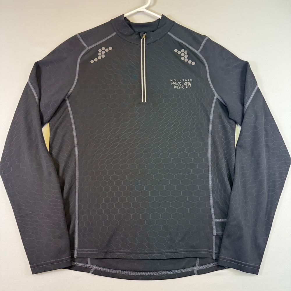 Mountain Hardwear Elmoro 1/4 Zip Base Layer Mens Medium Black Honeycomb Pullover